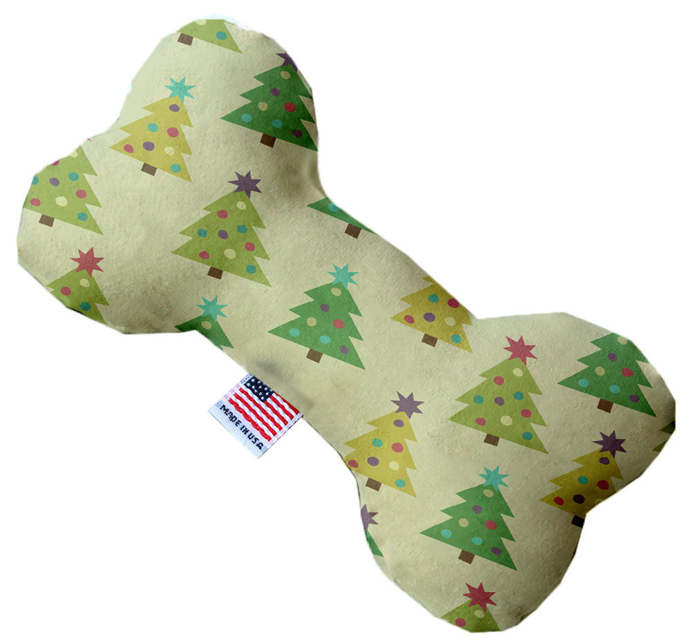 Cutesy Christmas Trees 8 Inch Canvas Bone Dog Toy