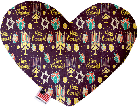 Happy Chanukah 6 Inch Canvas Heart Dog Toy