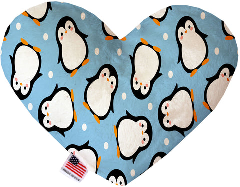 Penguins In Blue 6 Inch Canvas Heart Dog Toy