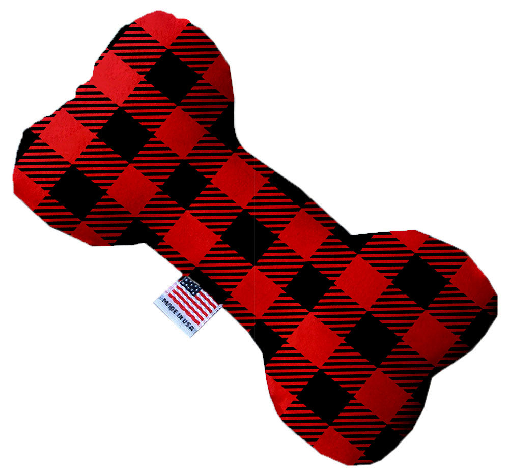 Red Buffalo Check 10 Inch Canvas Bone Dog Toy