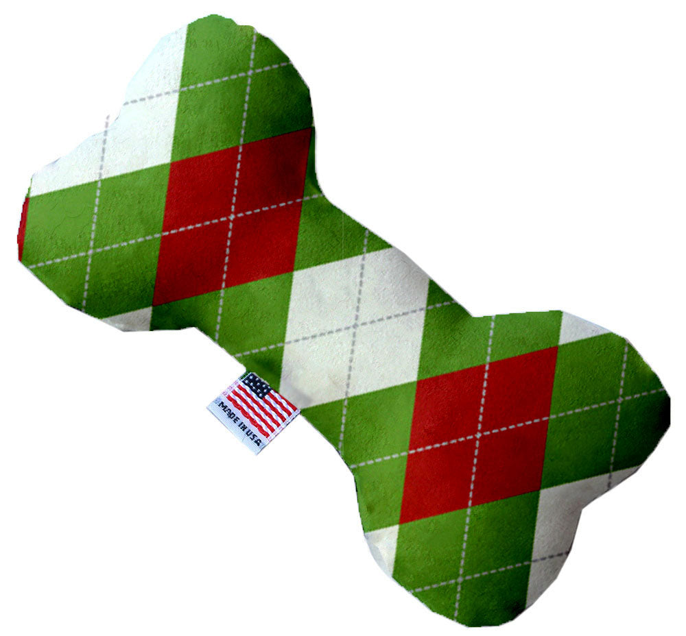 Christmas Argyle 6 Inch Canvas Bone Dog Toy