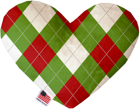 Christmas Argyle 8 Inch Canvas Heart Dog Toy