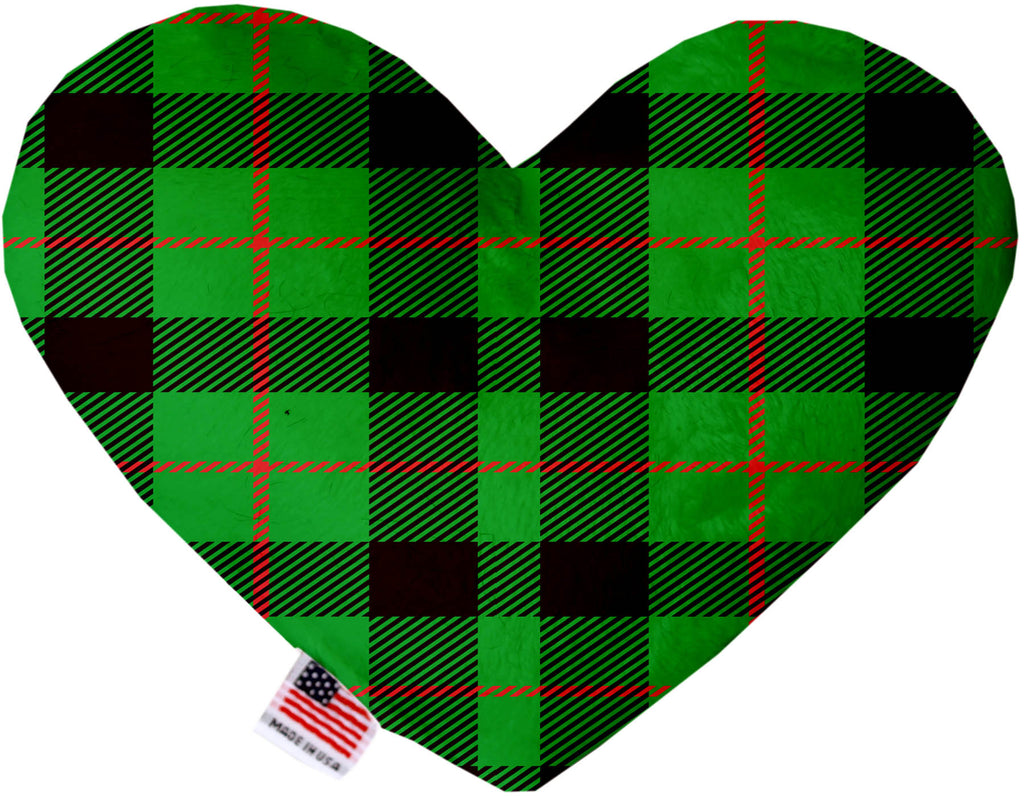 Green Plaid 8 Inch Canvas Heart Dog Toy