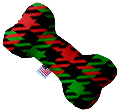 Christmas Plaid 6 Inch Canvas Bone Dog Toy