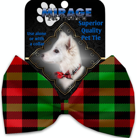 Christmas Plaid Pet Bow Tie Collar Accessory With Velcro