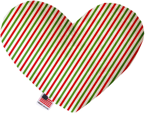 Christmas Pinstripes 8 Inch Canvas Heart Dog Toy