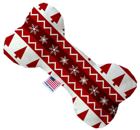 Red Classic Christmas 8 Inch Canvas Bone Dog Toy