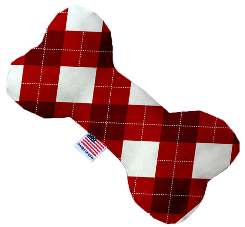 Candy Cane Argyle 8 Inch Canvas Bone Dog Toy