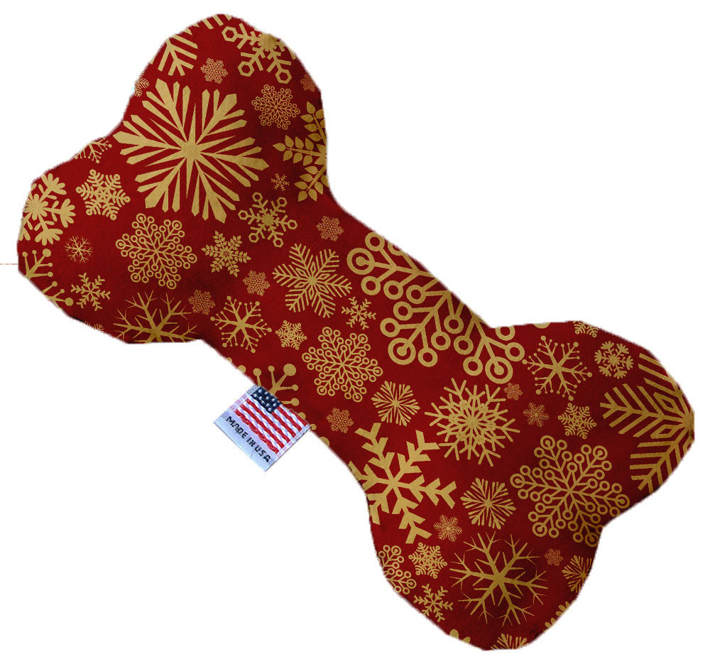 Red Snowflakes 8 Inch Canvas Bone Dog Toy