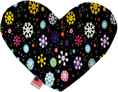 Smiley Snowflakes 6 Inch Canvas Heart Dog Toy