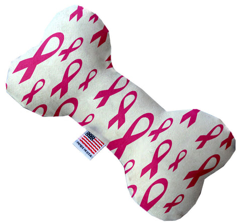 Pink Ribbons 8 Inch Canvas Bone Dog Toy