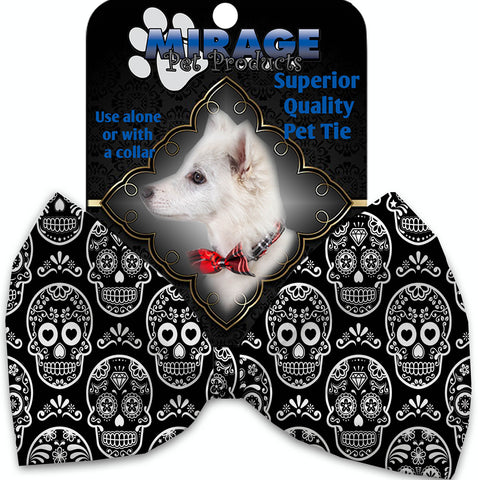 Classic Sugar Skulls Pet Bow Tie Collar Accessory With Velcro