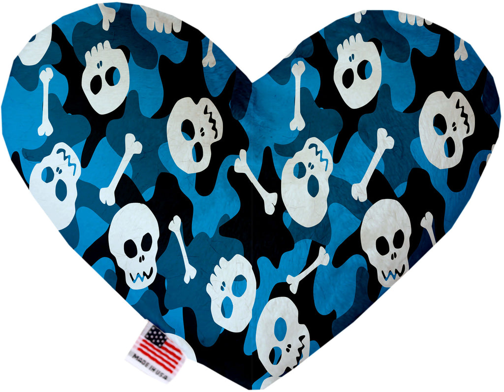 Blue Camo Skulls 8 Inch Canvas Heart Dog Toy