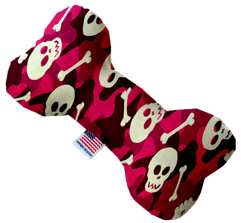 Pink Camo Skulls 10 Inch Canvas Bone Dog Toy