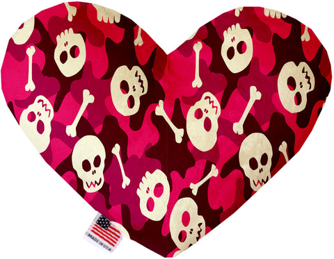 Pink Camo Skulls 8 Inch Canvas Heart Dog Toy