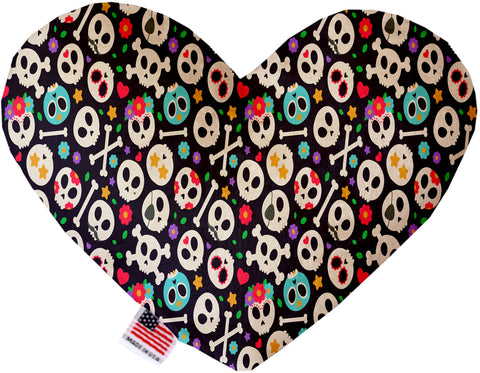 Dia De Los Muertos Skulls 6 Inch Canvas Heart Dog Toy