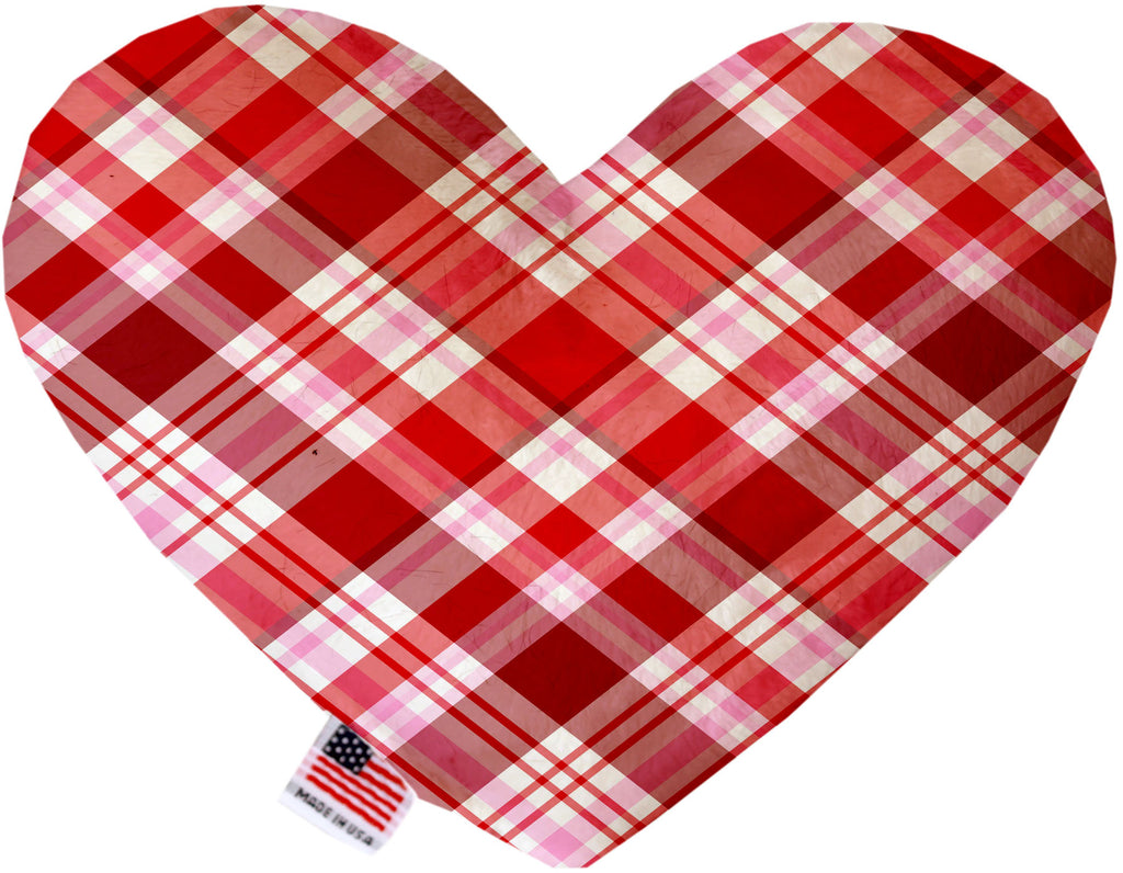 Valentines Day Plaid 6 Inch Canvas Heart Dog Toy