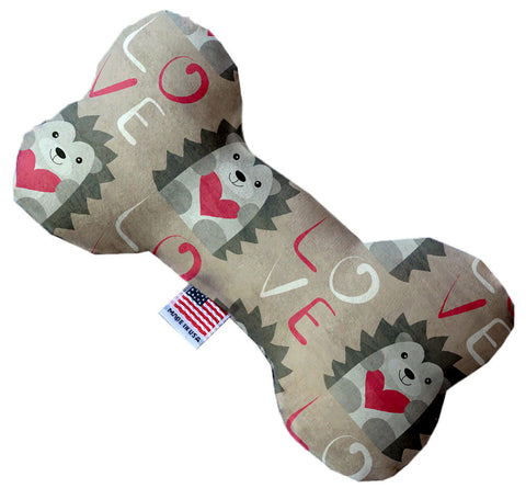 Hedgehog Love 10 Inch Canvas Bone Dog Toy