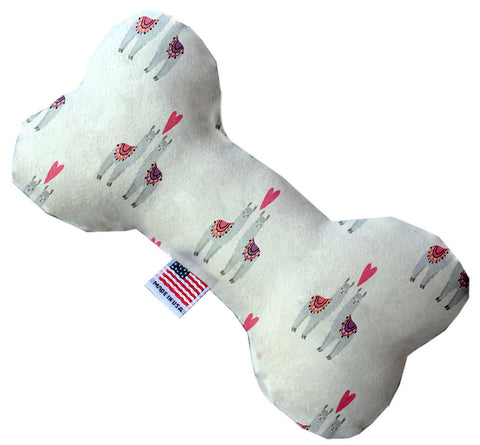 Llama Love 10 Inch Canvas Bone Dog Toy