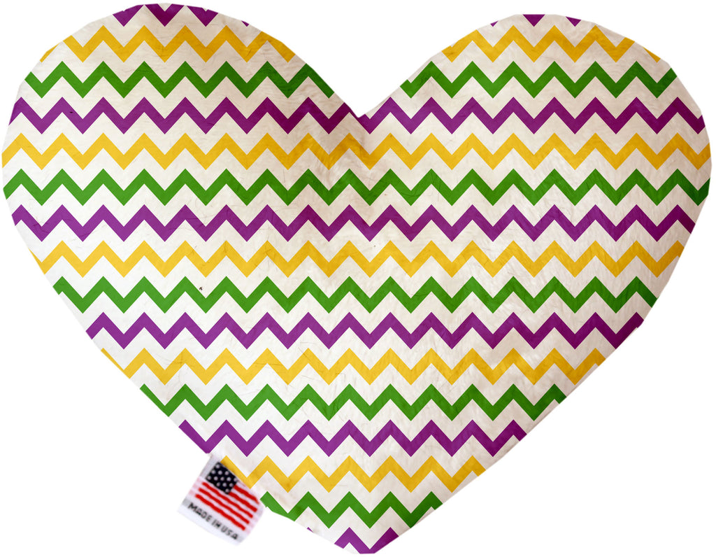 Mardi Gras Chevron 6 Inch Canvas Heart Dog Toy