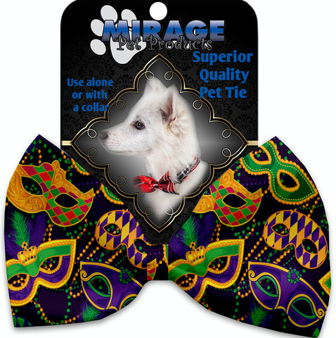 Mardi Gras Masquerade Pet Bow Tie Collar Accessory With Velcro