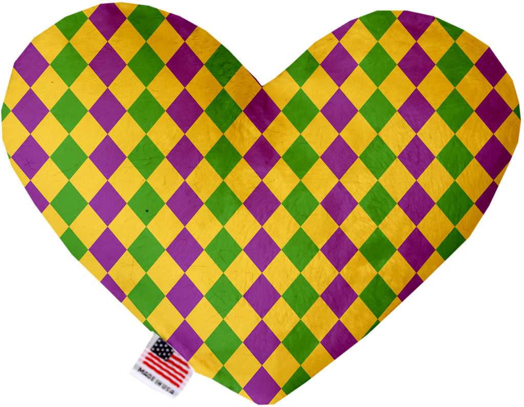 Mardi Gras Diamonds 6 Inch Canvas Heart Dog Toy