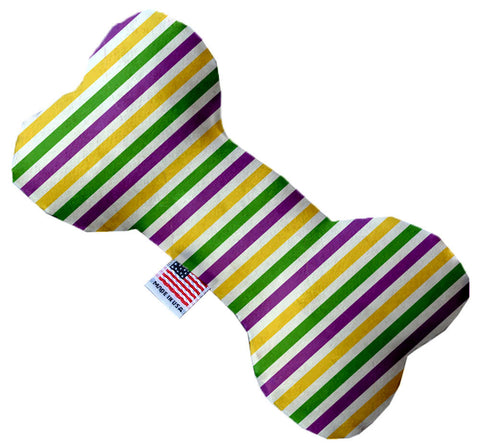 Mardi Gras Stripes 10 Inch Canvas Bone Dog Toy