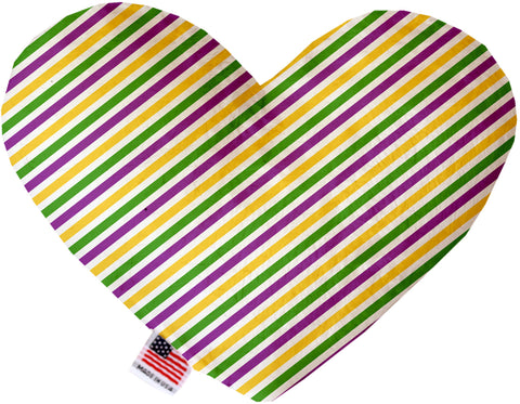 Mardi Gras Stripes 6 Inch Canvas Heart Dog Toy