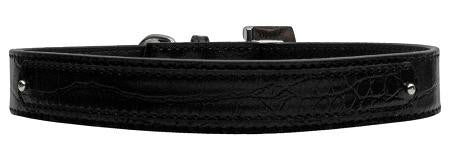 18mm  Two Tier Faux Croc Collar Black Large