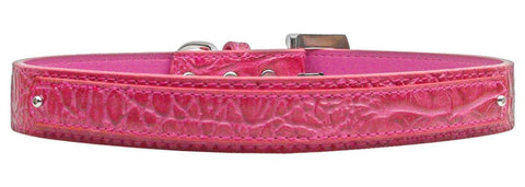 18mm  Two Tier Faux Croc Collar Pink Large