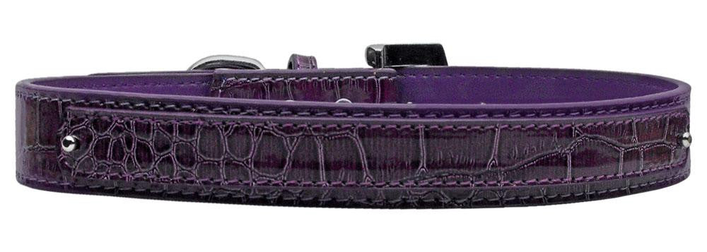 18mm  Two Tier Faux Croc Collar Purple Large