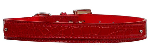 18mm  Two Tier Faux Croc Collar Red Large