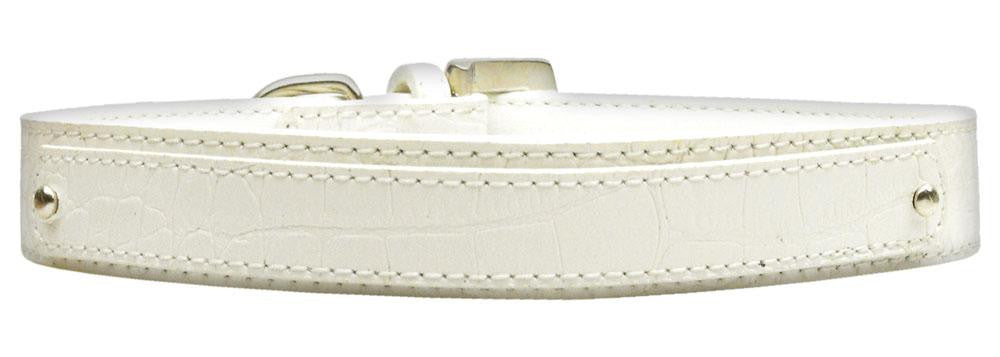 18mm  Two Tier Faux Croc Collar White Large