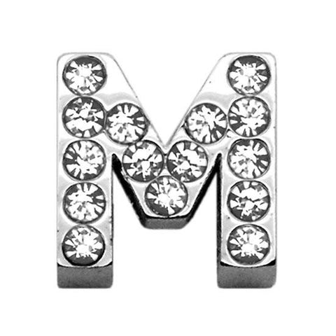 3-4" (18mm) Clear Letter Sliding Charms M 3-4 (18mm)