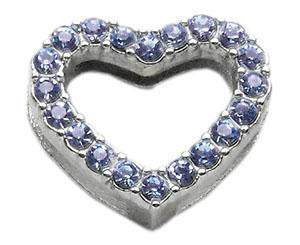 3-4" Slider Heart Charm Blue 3-4" (18mm)