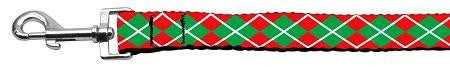 Christmas Argyle Nylon Ribbon Leash 1 inch wide 6ft Long