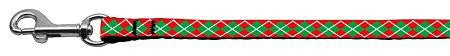 Christmas Argyle Nylon Ribbon Leash 3-8 wide 6ft Long