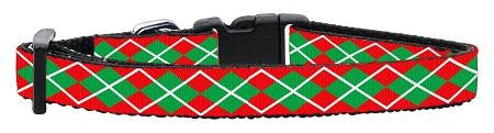 Christmas Argyle Nylon Ribbon Collar Small