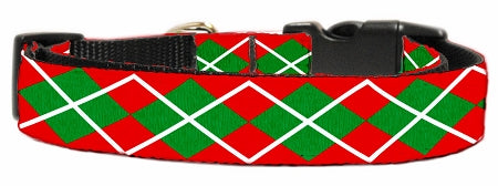 Christmas Argyle Nylon Dog Collar Xl