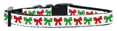 Christmas Bows Nylon Ribbon Collar Cat Safety