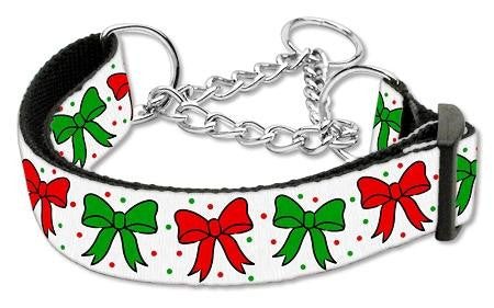 Christmas Bows Nylon Ribbon Collar Martingale Large