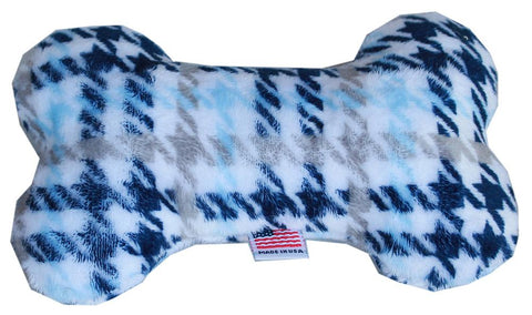 6" Plush Bone Dog Toy Blue Plaid