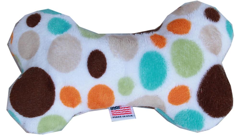 6" Plush Bone Dog Toy Fall Party Dots