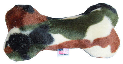 6" Plush Bone Dog Toy Green Camo