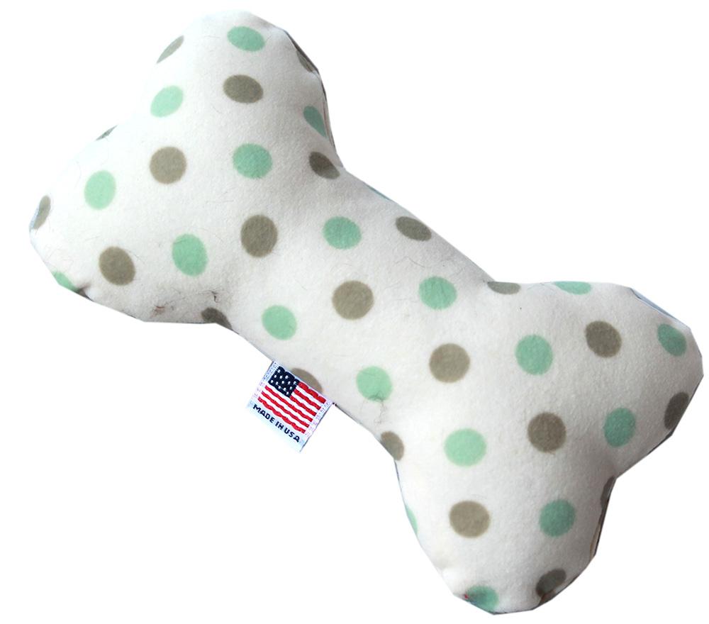 6" Plush Bone Dog Toy Mint Dots