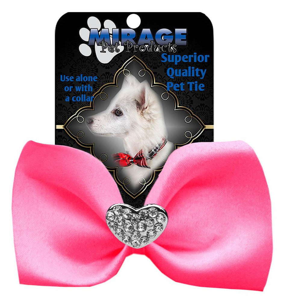 Crystal Heart Widget Pet Bowtie Hot Pink