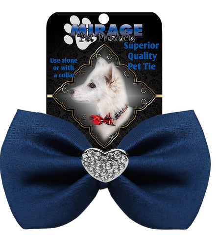 Crystal Heart Widget Pet Bowtie Navy Blue