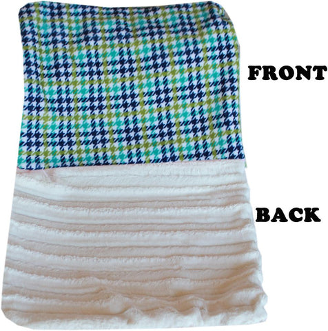 Luxurious Plush Big Baby Blanket Aqua Plaid