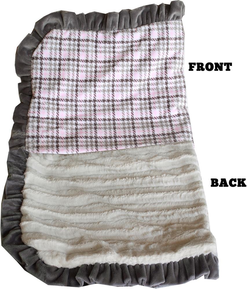 Luxurious Plush Pet Blanket Pink Plaid 1-2 Size