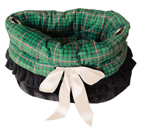 Green Plaid Reversible Snuggle Bugs Pet Bed, Bag, And Car Seat All-in-one